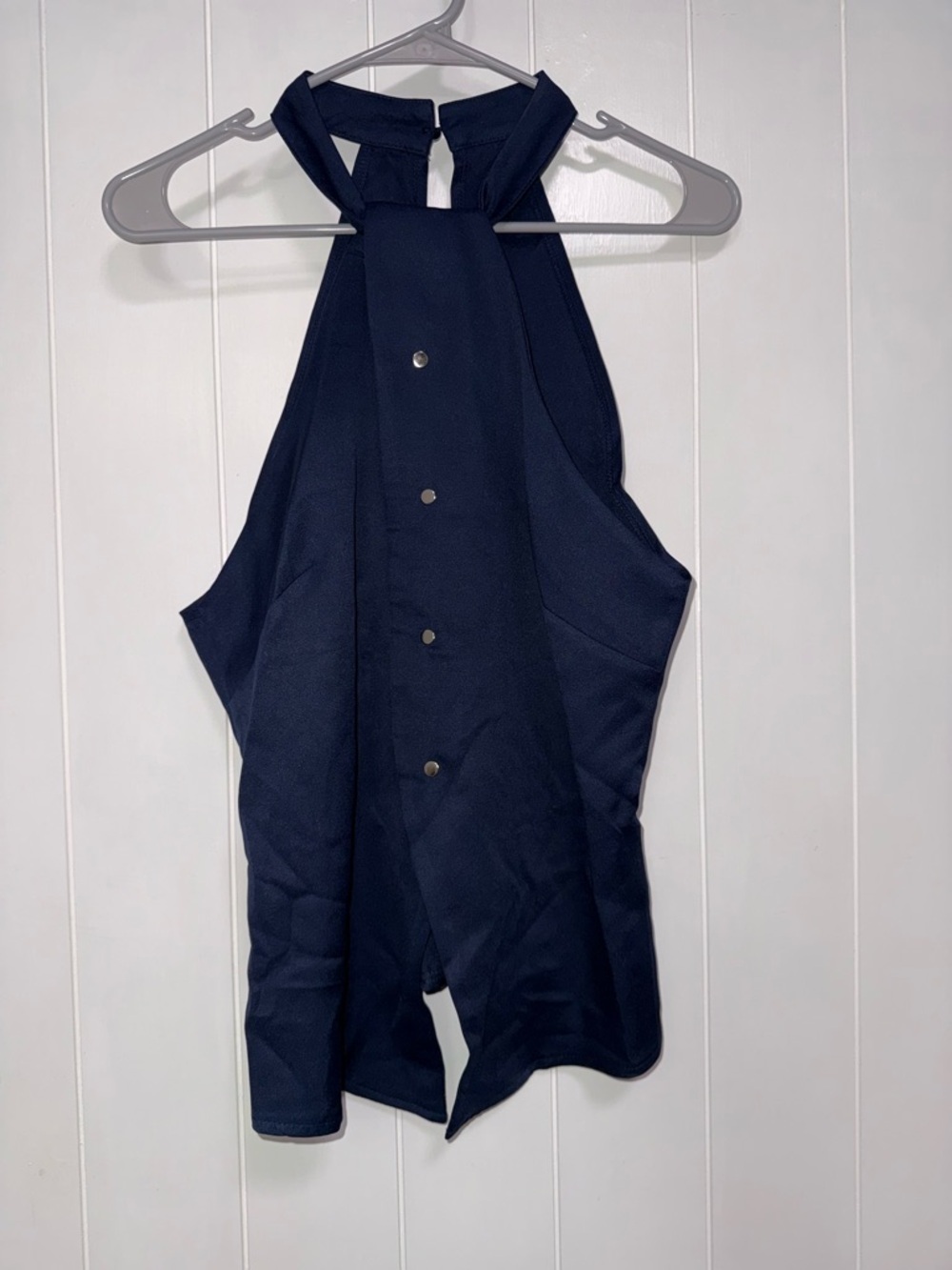 ❤️5/$25 Shein Navy Halter Snap-Front Tank